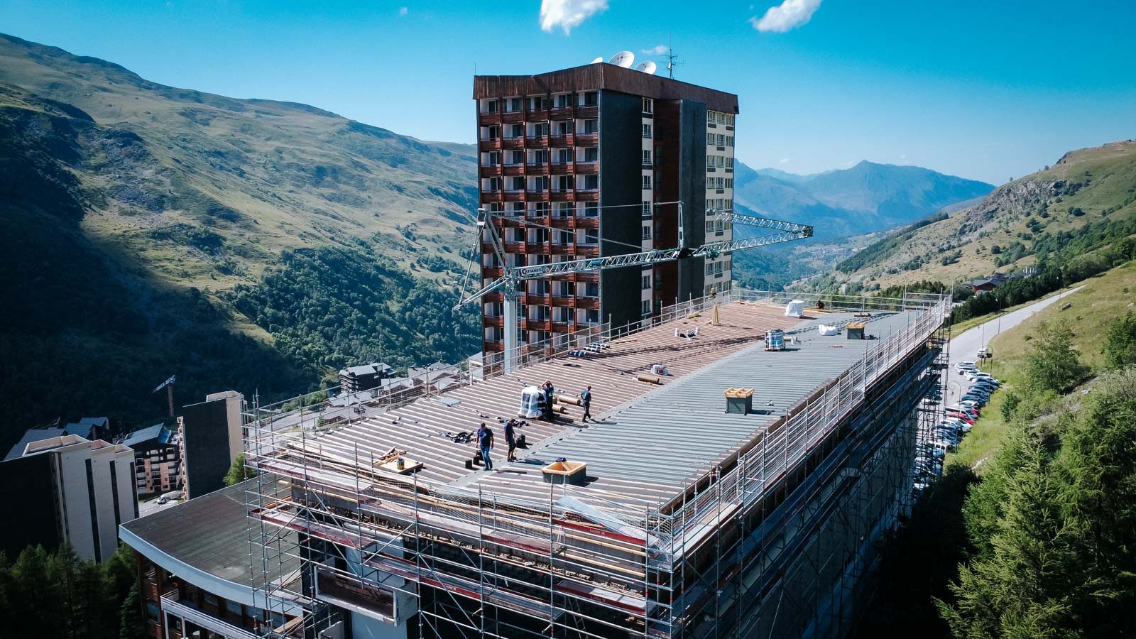 Vue sur un bâtiment en construction